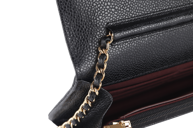 CHANEL WALLET ON CHAIN (JT7Xxxxx) BLACK CAVIAR LEATHER GOLD HARDWARE WITH DUST COVER AND BOX