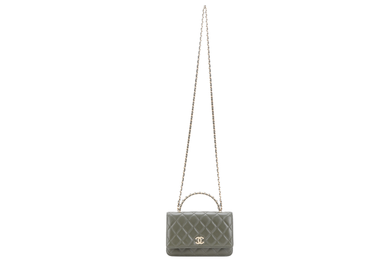 CHANEL PICK ME UP TOP HANDLE WOC GREEN LAMBSKIN GOLD HARDWARE (P45Txxxx) WITH DUST COVER, BOX AND PAPER BAG