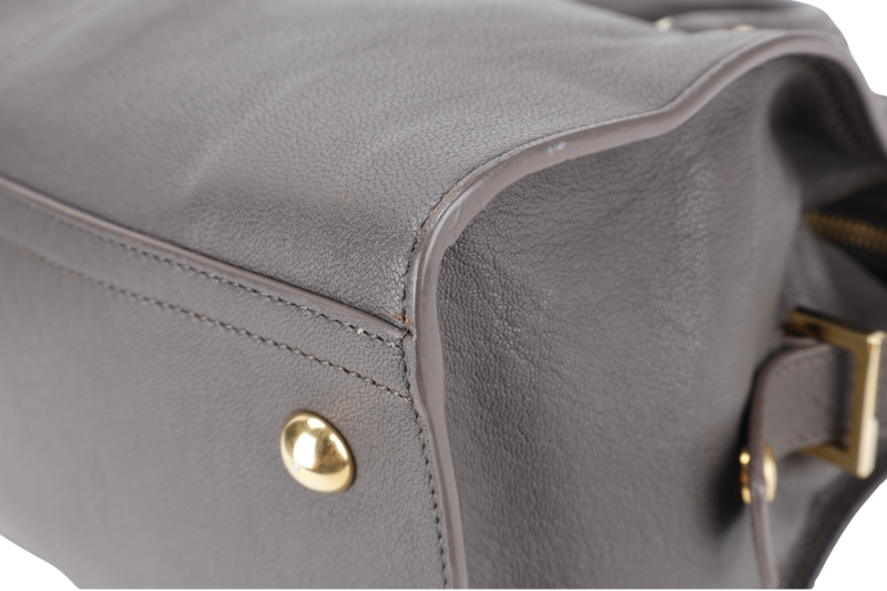 YVES SAINT LAURENT (YSL) CABAS Y LIGNE DARK GREY LEATHER GOLD HARDWARE WITH DUST COVER AND STRAPS