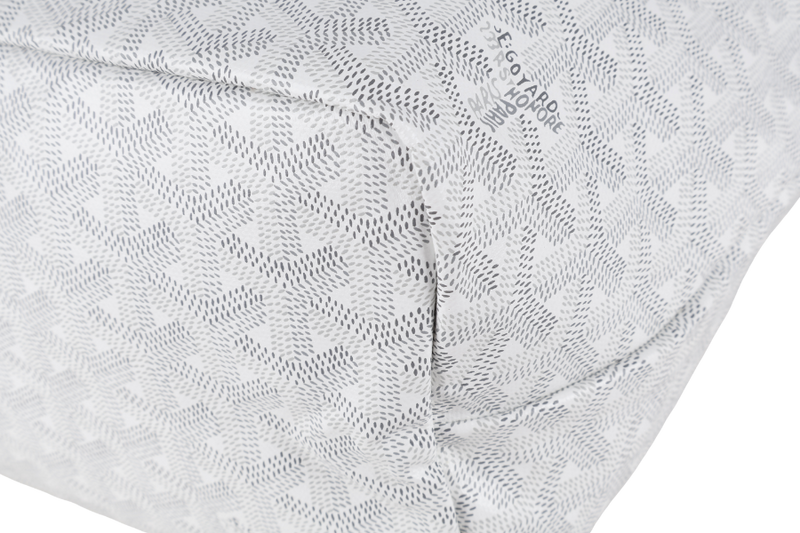 GOYARD SAINT LOUIS PM WHITE GOYARDINE SILVER & GREY LINES WITH POUCH WITH DUST COVER
