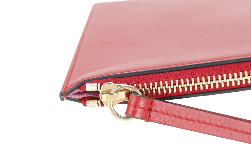 GUCCI BOSCO GG SUPREME CANVAS CLUTCH BAG, PINK, BEIGE AND RED WITH DUST COVER AND BOX