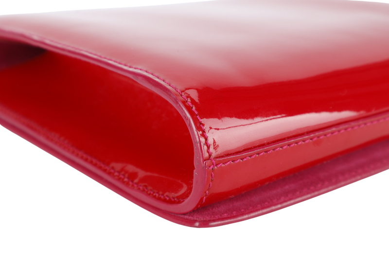 YVES SAINT LAURENT (YSL) BELLE DE JOUR CLUTCH RED PATENT WITH DUST COVER