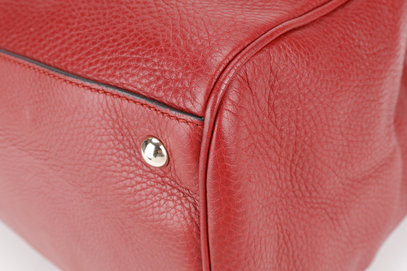 GUCCI RED LARGE BAMBOO SHOPPER LEATHER TOTE BAG GOLD HARDWARE WITH DUST COVER