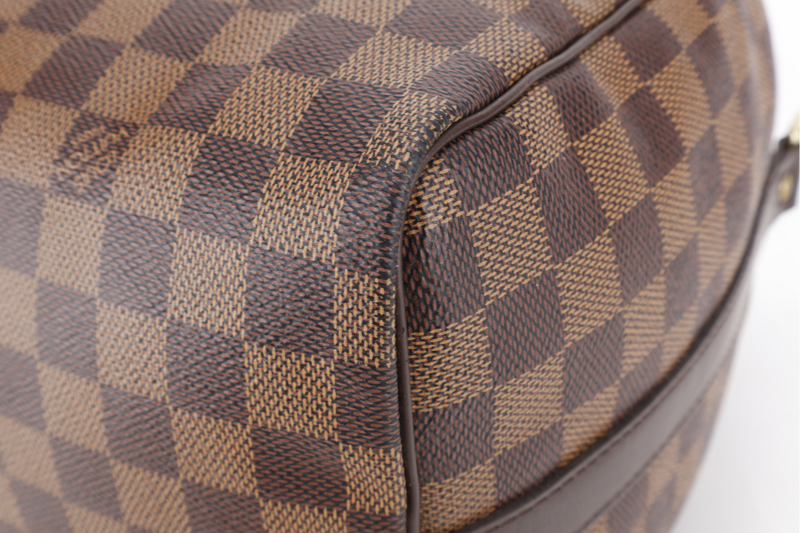 LOUIS VUITTON SPEEDY 30 DAMIER EBENE CANVAS GOLD HARDWARE WITH STRAPS, LOCK & KEYS AND DUST COVER