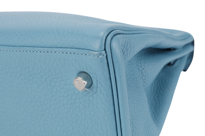 HERMES KELLY 32 BLUE ATOLL CLEMENCE SILVER HARDWARE STAMP X (YEAR 2016) WITH KEYS&LOCK, STRAPS, DUST COVER AND BOX