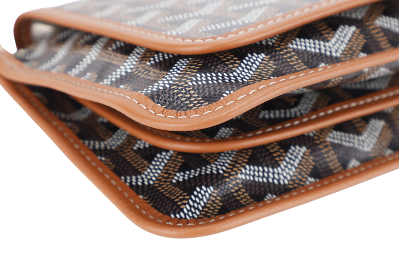 GOYARD PLUMET POCKET WALLET BLACK AND TAN COLOR WITH DUST COVER