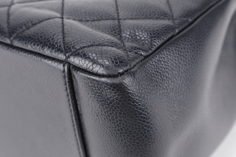 CHANEL GST BLACK CAVIAR LEATHER (2015xxxx) SILVER HARDWARE WITH CARD NO DUST COVER AND NO BOX