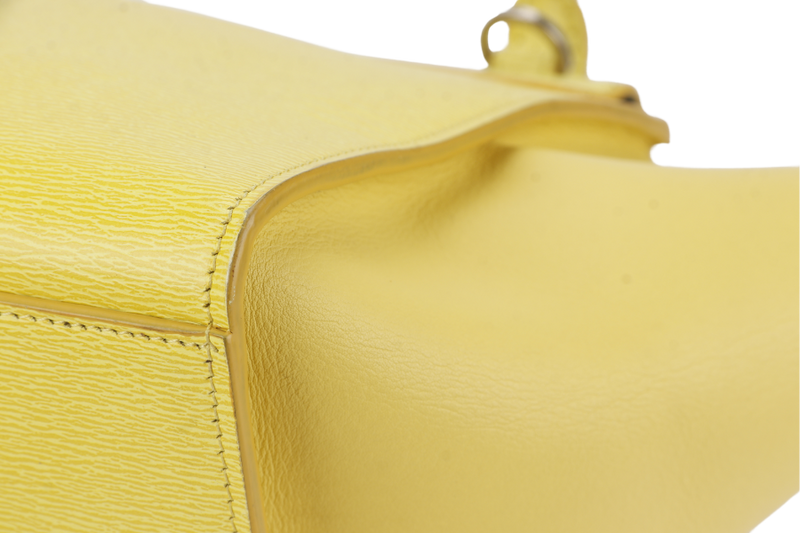 CELINE TRAPEZE SATCHEL YELLOW CALFSKIN LEATHER SILVER HARDWARE WITH STRAPS NO DUST COVER