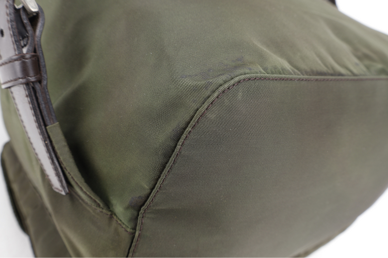 PRADA B2811 GREEN VELA NYLON BACKPACK WITH SILVER HARDWARE WITH CARD NO DUST COVER