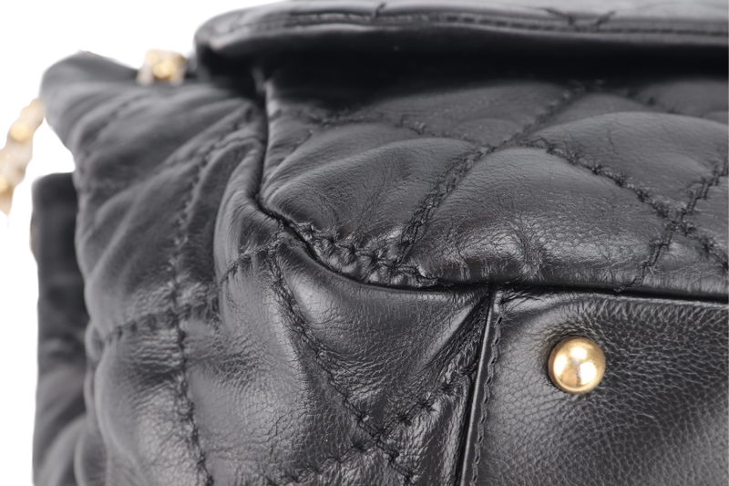 CHANEL RETRO CHAIN ACCORDIAN FLAP LARGE GREY LAMBSKIN LEATHER GOLD HARDWARE (1446xxxx) WITH DUST COVER