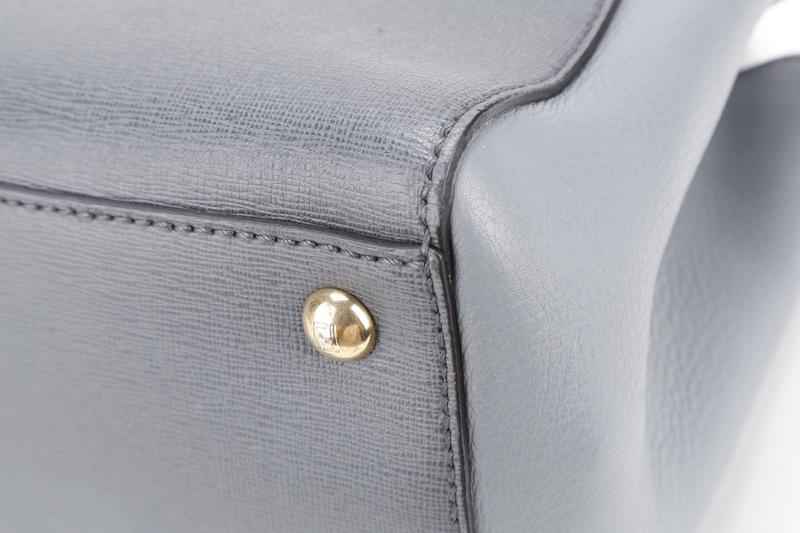 FENDI 2JOURS PETITE (8BH253-D7E-158-0501) GRAY CANVAS LEATHER GOLD HARDWARE NO DUST COVER AND NO BOX
