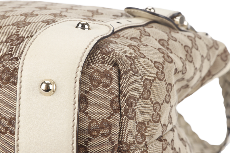 GUCCI GG HORSEBIT SHOULDER BAG (137621) BEIGE CANVAS PALLADIUM HARDWARE NO DUST COVER