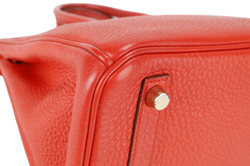 HERMES BIRKIN 25 ORANGE TOGO LEATHER STAMP Q SQUARE (YEAR 2013) GOLD HARDWARE WITH LOCK&KEYS AND DUST COVER