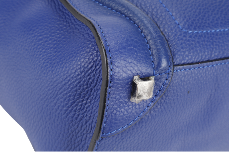 CELINE LUGGAGE TOTE BAG MICRO BLUE CALF LEATHER SILVER HARDWARE NO DUST COVER