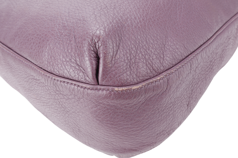 GUCCI G WAVE LEATHER HOBO PURPLE CALF LEATHER SILVER HARDWARE WITH DUST COVER AND STRAPS