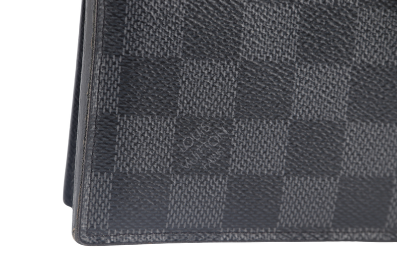 LOUIS VUITTON BI-FOLD WALLET (N60053) AMERIGO GRAPHITE DAMIER CANVAS WITH DUST COVER AND BOX