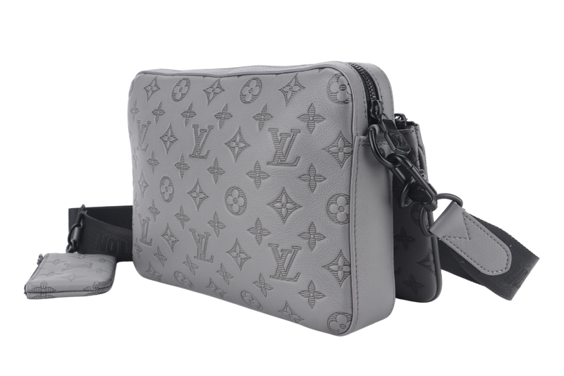 LOUIS VUITTON M46603 TRIO MESENGER BAG GREY MONOGRAM SHADOW BLACK HARDWARE WITH DUST COVER