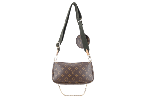 LOUIS VUITTON MULTI POCHETTE ACCESSOIRES KHAKI GREEN WITH DUST COVER AND BOX