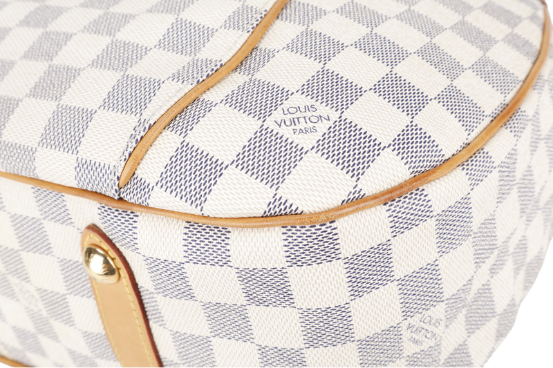 LOUIS VUITTON N55215 GALLIERA PM DAMIER AZUR CANVAS HOBO BAG GOLD HARDWARE WITH DUST COVER