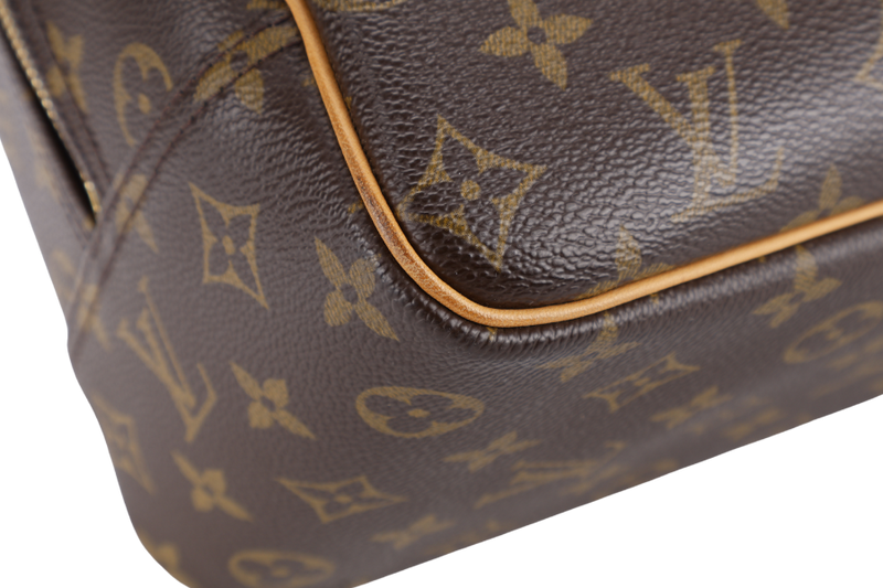 LOUIS VUITTON M47270 DEAUVILLE HAND BAG BROWN MONOGRAM CANVAS GOLD HARDWARE WITH DUST COVER