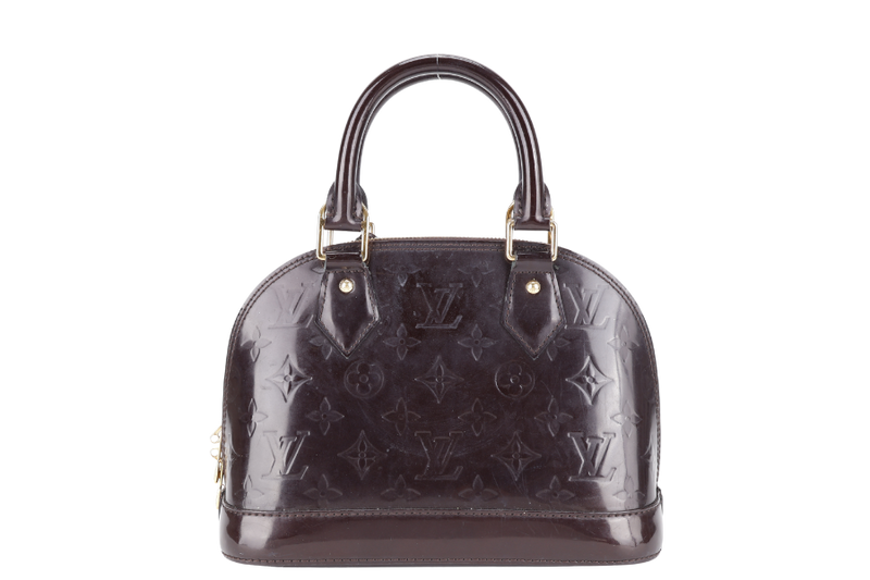 LOUIS VUITTON ALMA BB AMARANTE VERNIS (M12173) GOLD HARDWARE WITH LOCK&KEYS , DUST COVER, STRAPS AND BOX