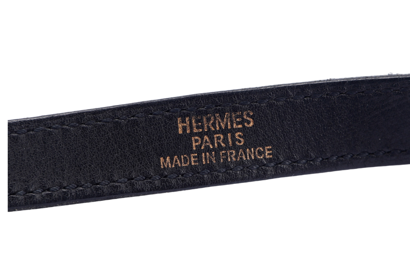 Hermes Kelly Double Tour Bracelet in Gold Guilloche Hardware, Black Leather, no Dust Cover & Box