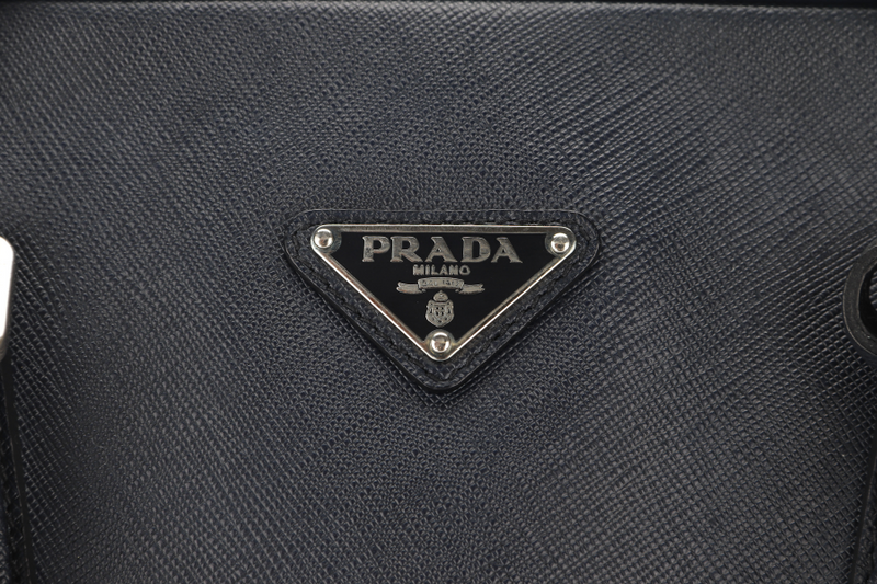 PRADA TRAVEL BRIEFCASE LARGE BALTICO SAFFIANO LEATHER (VA0891) SILVER HARDWARE WITH DUST COVER AND CARD