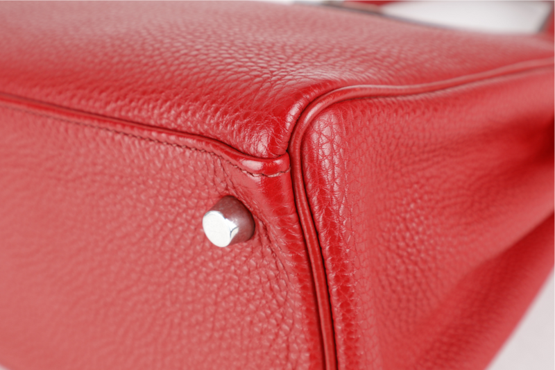 HERMES KELLY 28 RETOURNE ROUGE GRENAT TOGO LEATHER PHW STAMP M SQUARE (2009) NO DUST COVER