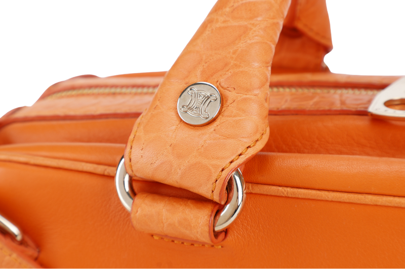 CELINE ORANGE SATCHEL BELT TRIM BAG WITH DUST COVER AND CARD