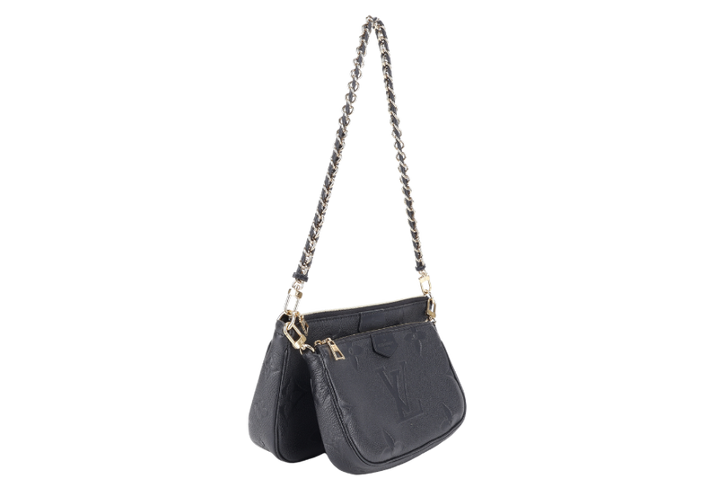 LOUIS VUITTON M80399 MULTI POCHETTE ACCESSORIES BLACK GIANT MONOGRAM EMPREINTE LEATHER GOLD HARDWARE WITH CHAIN, STRAPS AND DUST COVER
