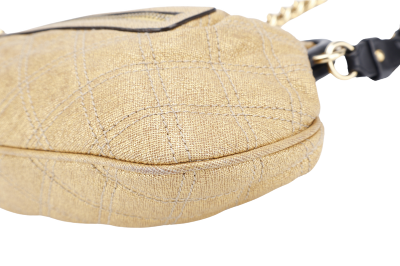 MARC JACOBS LITTLE STAM BAG QUILTED GOLD METALLIC CALF LEATHER GOLD HARDWARE WITH DUST COVER