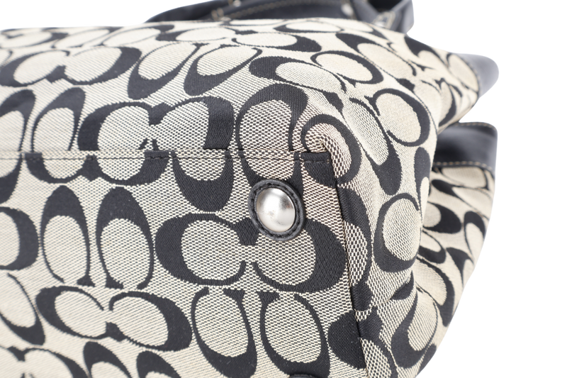 COACH BLACK PENELOPE CARRYALL SIGNATURE CANVAS AND LEATHER TOTE BAG SILVER HARDWARE NO DUST COVER