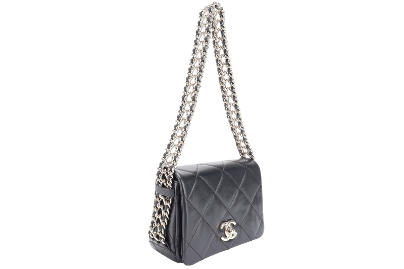 CHANEL CHAIN AROUND SHOULDER BAG (NPL1xxxx) BLACK LAMBSKIN GOLD HARDWARE WITH DUST COVER, BOX AND PAPER BAG