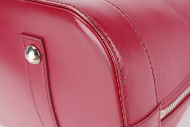 LOUIS VUITTON ALMA GM BURGUNDY EPI LEATHER SILVER HARDWARE WITH DUST COVER