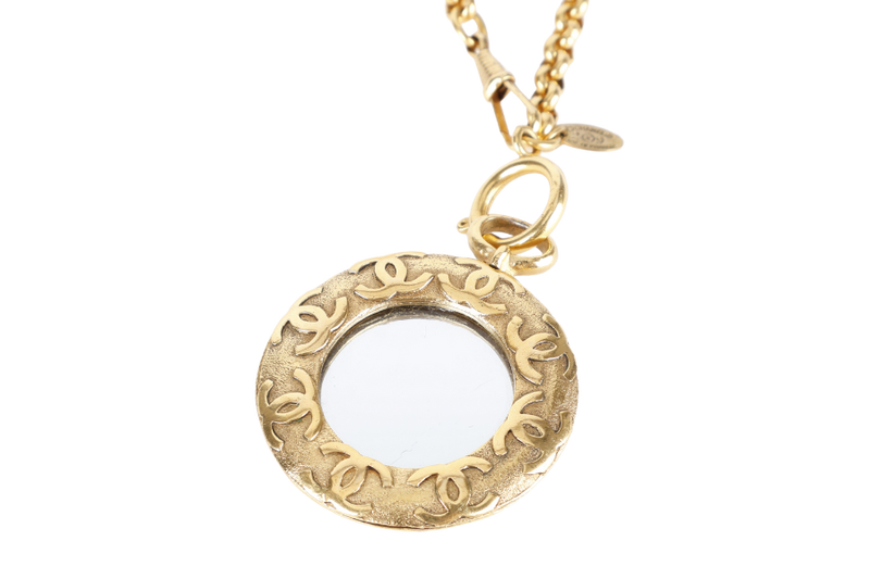 CHANEL GOLD CC PENDANT NECKLACE GOLD PLATED 119g