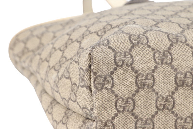 GUCCI GG SUPREME WHITE CANVAS TOTE WITH DUST COVER