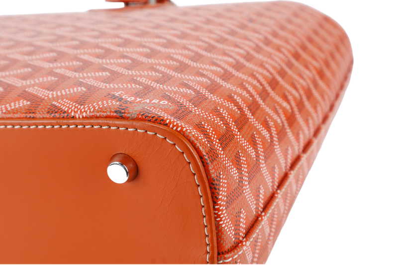 GOYARD SAC MARINE GALANTE GM ORANGE GOYARDINE CANVAS SILVER HARDWARE WITH DUST COVER