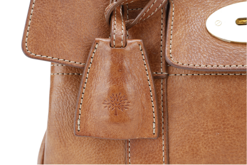 MULBERRY BAYSWATER SMALL BROWN LEATHER GOLD HARDWARE WITH LEATHER STRAPS AND DUST COVER