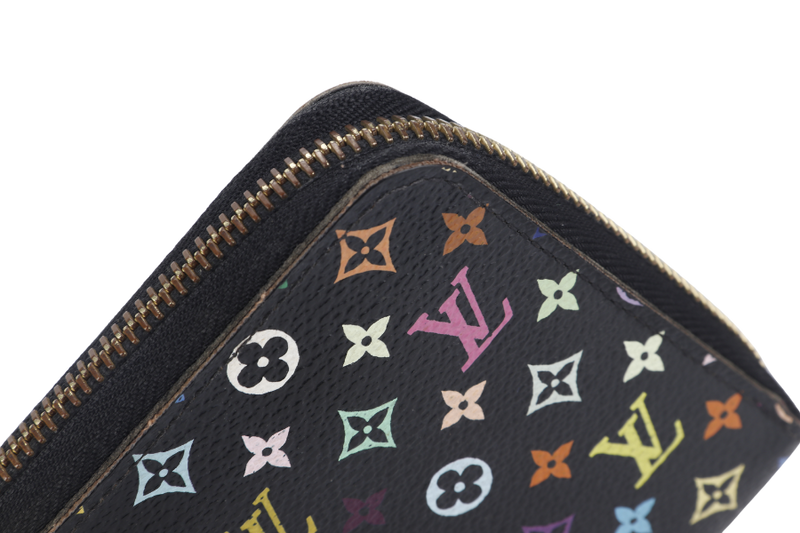 LOUIS VUITTON ZIPPY BLACK MULTICOLOR CANVAS LONG WALLET (M60271) WITH DUST COVER