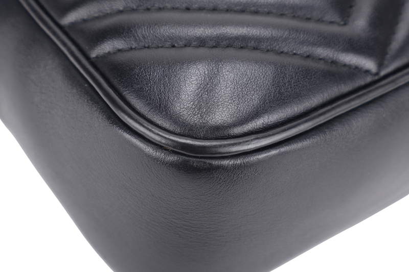 GUCCI GG MARMONT SQUARE BELT BAG BLACK LEATHER GOLD HARDWARE NO DUST COVER