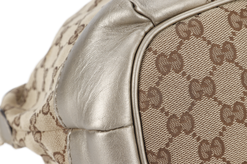 GUCCI SUKEY GG (247902) BEIGE CANVAS 2-WAY BAG SILVER HARDWARE WITH STRAP AND DUST COVER