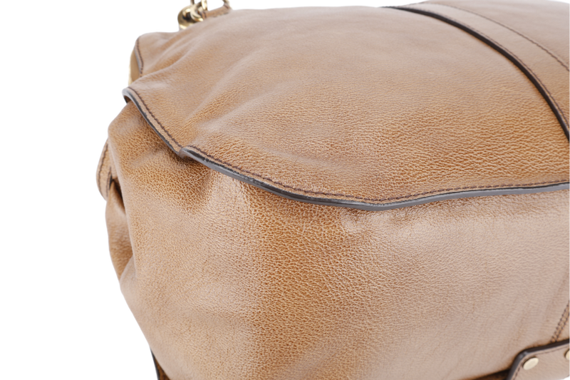 BURBERRY TOTE BAG BRONZER LEATHER GOLD HARDWARE WITH DUST COVER