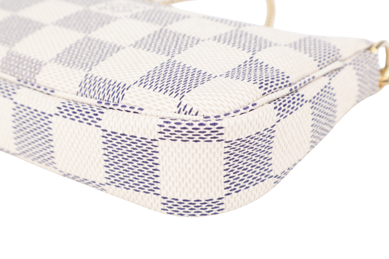 LOUIS VUITTON N58010 MINI POCHETTE ACCESSORIES DAMIER AZUR CANVAS GOLD HARDWARE WITH DUST COVER AND BOX