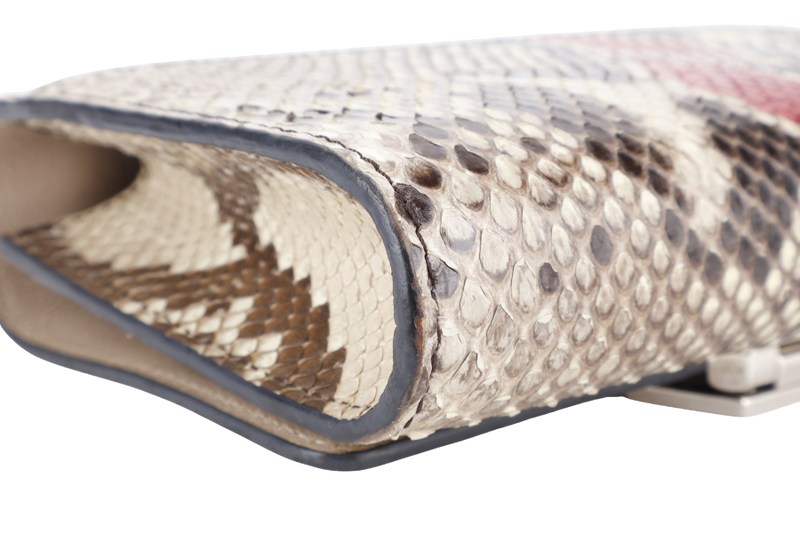 LOUIS VUITTON BICOLOR PYTHON CHAIN LOUISE MM BAG SILVER HARDWARE WITH DUST COVER