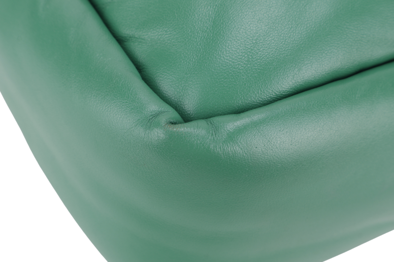 PRADA SOFT PADDED GREEN LEATHER SILVER HARDWARE WITH BOX