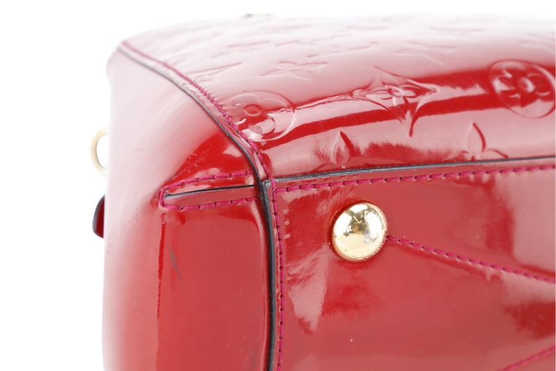 LOUIS VUITTON MONTAIGNE BB RED MONOGRAM VERNIS LEATHER GOLD HARDWARE NO DUST COVER