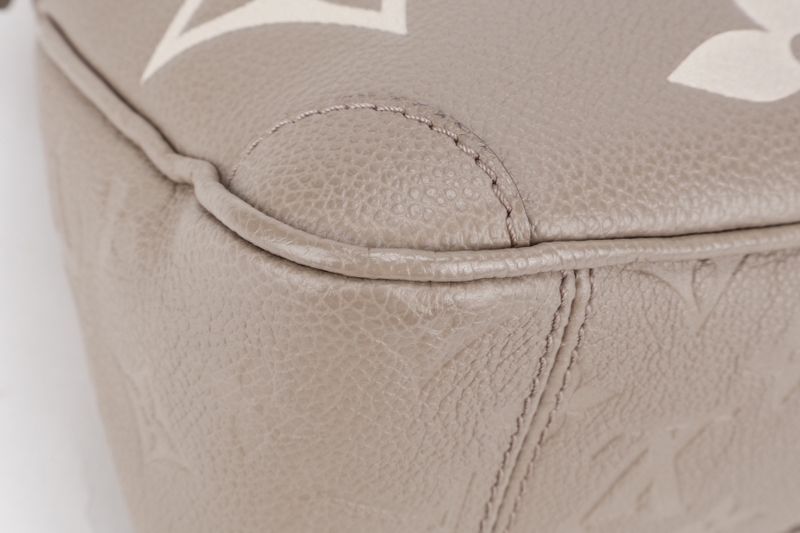LOUIS VUITTON M46585 TRIANON PM MONOGRAM EMPREINTE TOURTERELLE LEATHER GOLD HARDWARE WITH STRAPS AND DUST COVER