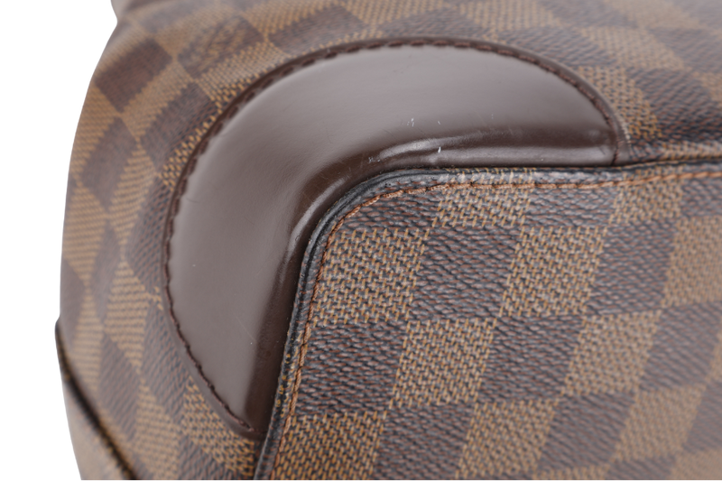 LOUIS VUITTON HAMPSTEAD MM SHOULDER BAG DAMIER EBENE CANVAS GOLD HARDWARE WITH DUST COVER