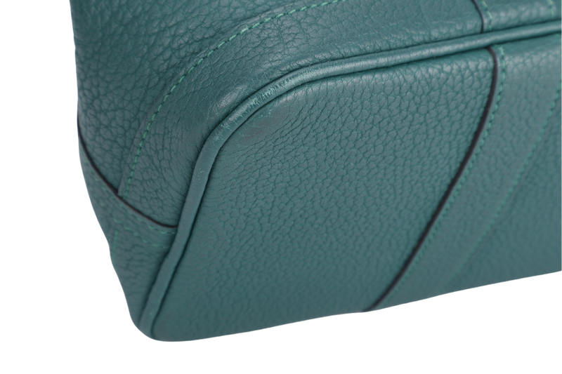 HERMES GARDEN PARTY TPM 30CM MALACHITE STAMP Q (2013) NEGONDA LEATHER PALLADIUM HARDWARE WITH DUST COVER