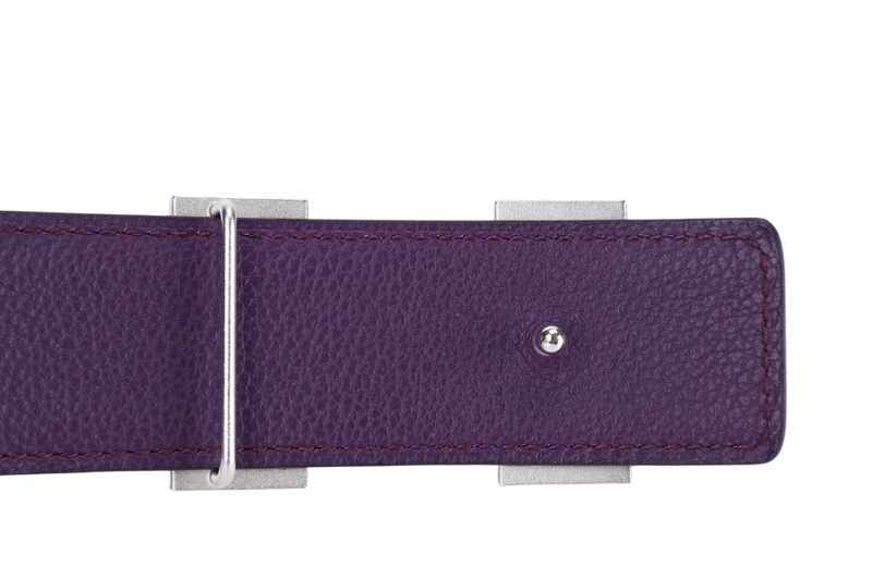 HERMES H BELT DIAMOND STUDDED SILVER HARDWARE BUCKLE WITH 90-95CM REVERSIBLE BELT WITH BOX